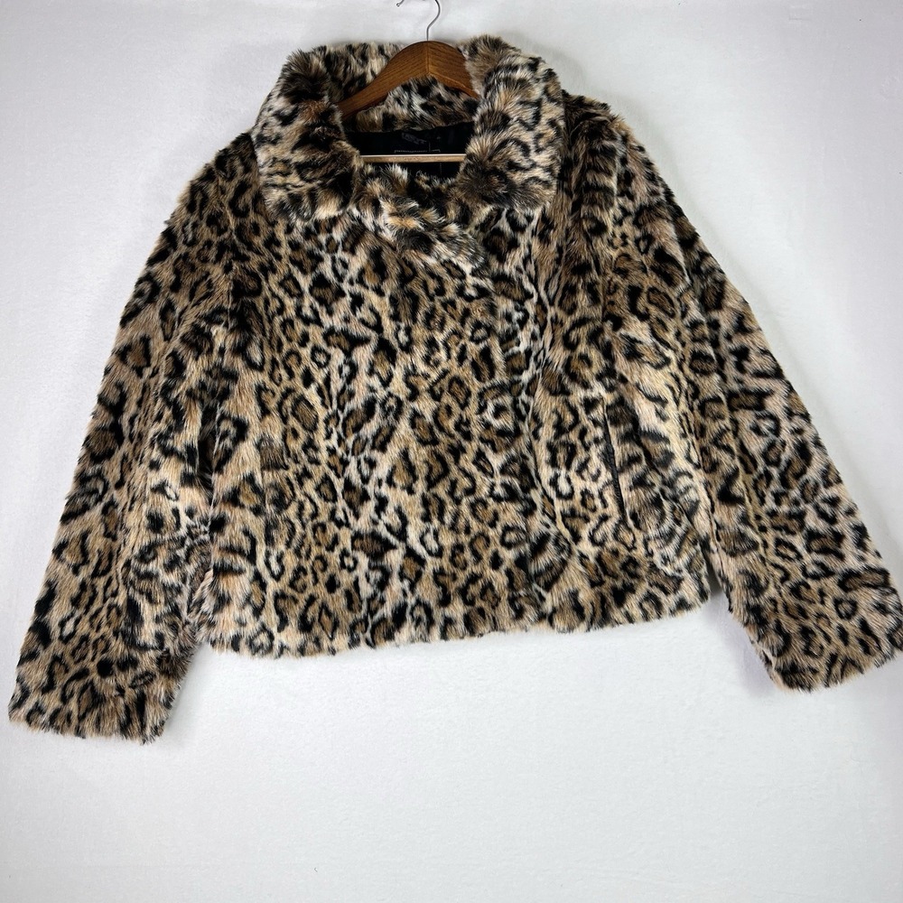 Sam Edelman Leopard Print Faux Fur Jacket Mob Wife NWT Size M - Picture 6 of 8